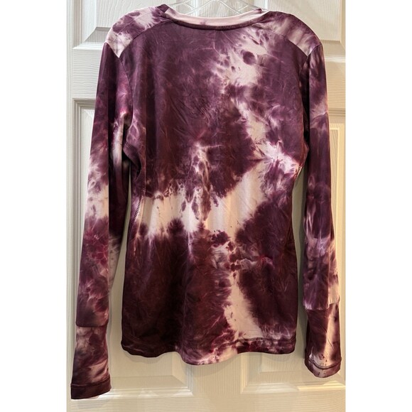 LEG3ND Top Medium Purple Tie Dye Long Sleeve Thumb Holes Athletic Shirt NWOT - Picture 2 of 9